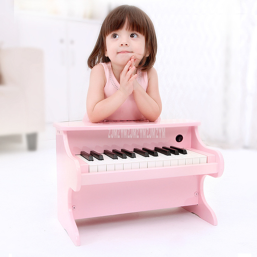 1-5 jahre alt Baby Mini 25 Schlüssel Holz Klavier Spielzeug freundlicher Holz Tastatur Klavier freundlicher Kleine Akustische Musical Instrument Spielzeug: Rosa