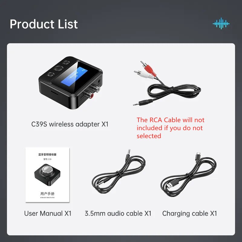 Transmissor e receptor Bluetooth 5.0, Adaptador sem fio EDR, Dongle USB, AUX de 3,5mm, RCA para TV, PC, fones de ouvido, estéreo doméstico, carro, áudio HIFI