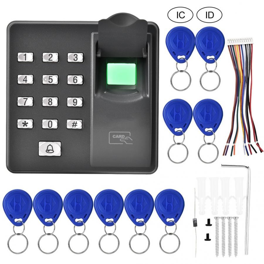 13.56 mhz /125 khz rfid-läsare biometrisk vattentät fingeravtrycksdörr åtkomstkontroll smartkort