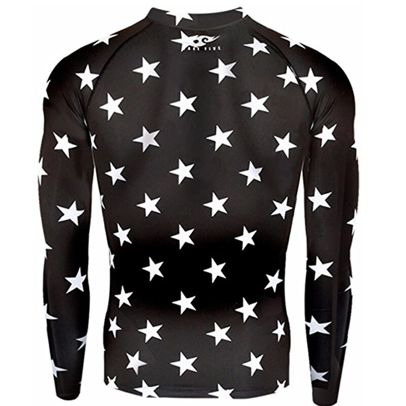 Premium take five heren compressie onder basislaag top strakke shirts met lange mouwen 069 zwarte sterren