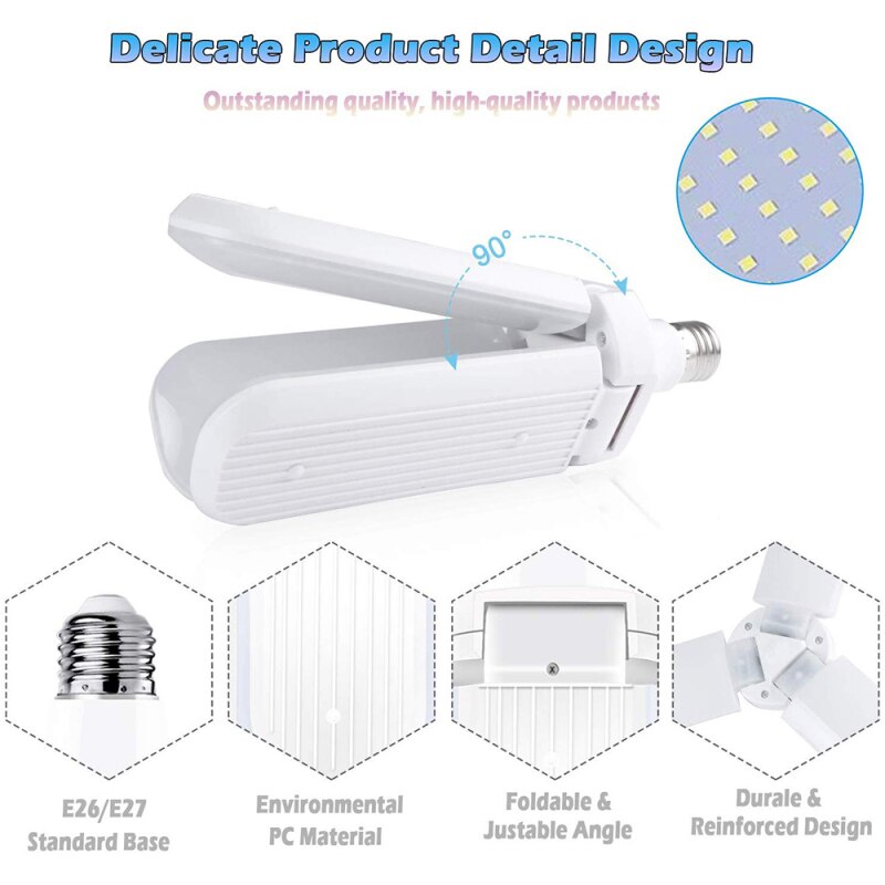 Lámparas de techo ajustables, luz LED para garaje, Deformable, luz de Interior para garaje, lámpara para Taller, luces LED de fábrica