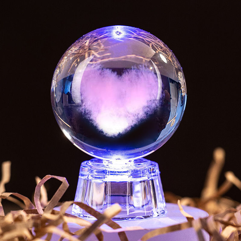 Lámpara de cristal brillante, luz nocturna de galaxia planetaria, bola de cristal, luz de mesita de noche, decoración del hogar, de Navidad: Verde claro