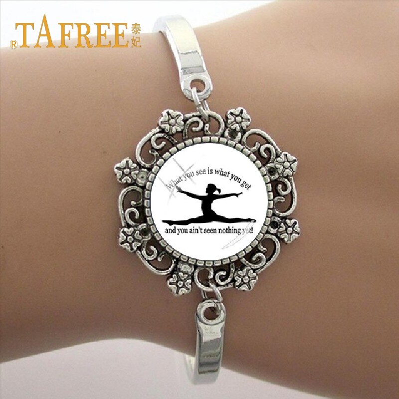 TAFREE Good bracelet Lace like gymnastics art photo Glass Dome Bracelet sport Charm Women's GY020