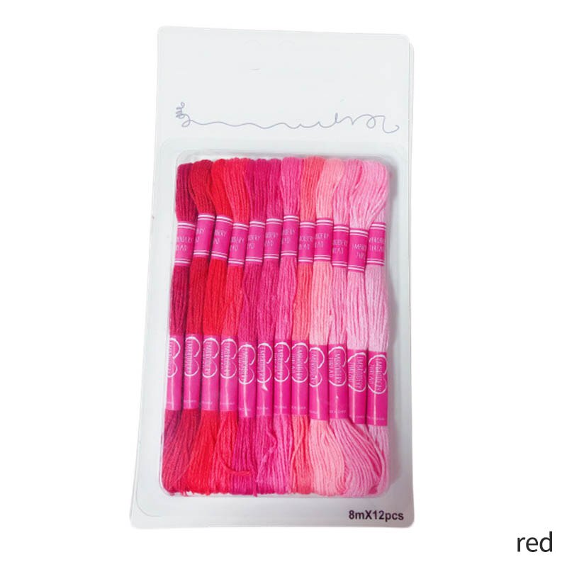Similar Thread Gradient Color Embroidery Thread Cross Stitch Cotton Sewing Skeins Floss Kit 12Pcs Needle Craft: Red