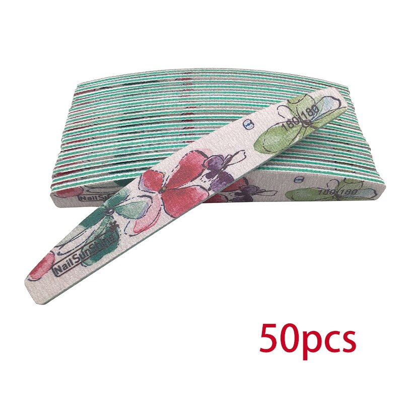 25/50pcs Nail File 80/100/150/180/240/320 Thick Nail Buffer Sandpaper Nail Gel Polish File Flower Sanding Tools: 180 Grit 50pcs