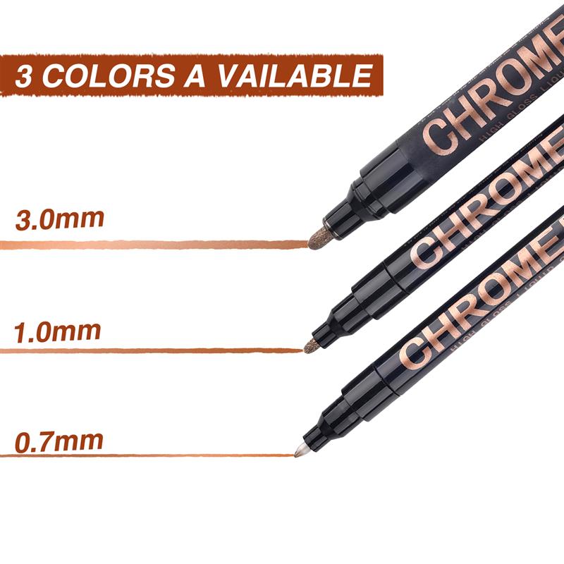 Rotulador de espejo cromado, bolígrafo de pintura reflectante DIY de 2mm, marcador permanente de oro y plata para retocar, pintura de modelo, marcado