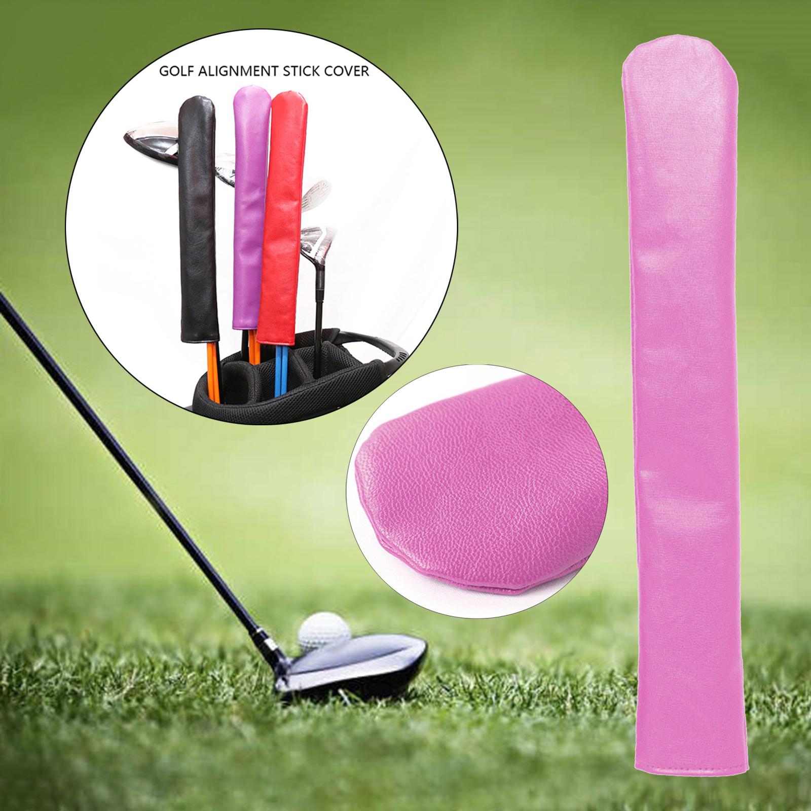 Golf uitlijnstick hoes/etui golfclubbeschermer, geschikt voor minimaal 2 sticks, leren hoes: Paars 
