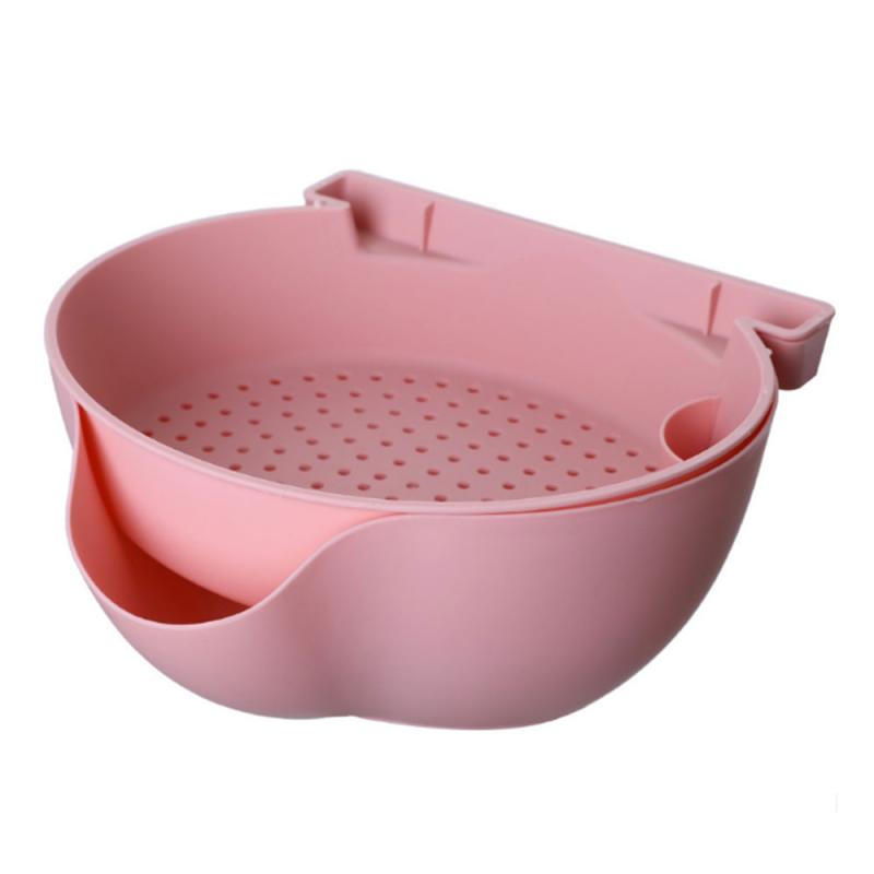 Kitchen Double-layer Plastic Sealed Fresh-keeping Box Draining Vegetables Blue Fruit Basket Vegetable Washing Basket: 02