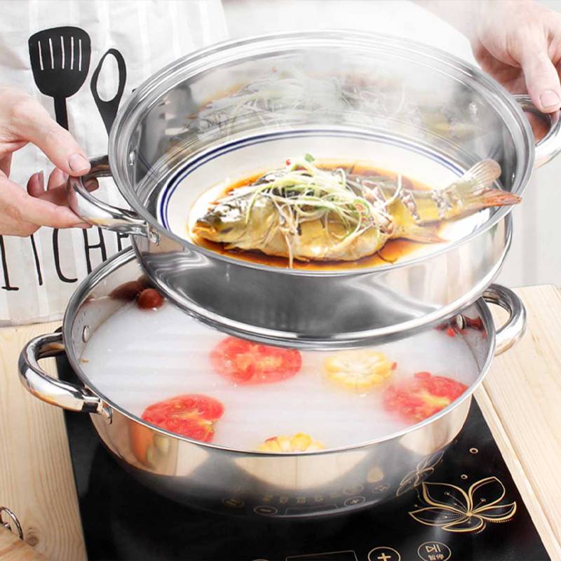 3 Layer Stainless Steel Pots Stockpot Hotpot Induction Steaming Food Steamer Pan Cookware Household Cooking Pot Steamer Cooker