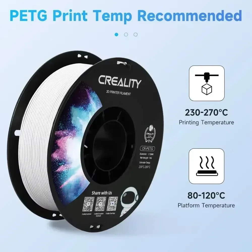Creality cr-petg filament 1kg 1.75mm 3d printerfilament 3d printmaterialer kompatibel med alle creality fdm-printere