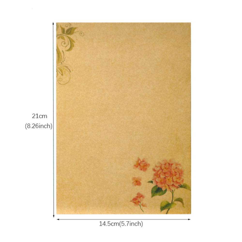 16sheets Vintage Flower Kraft Letter Paper Brown Craft Writing Paper Stationery Letter Pad Office Supplies: 16pcs Pattern 6