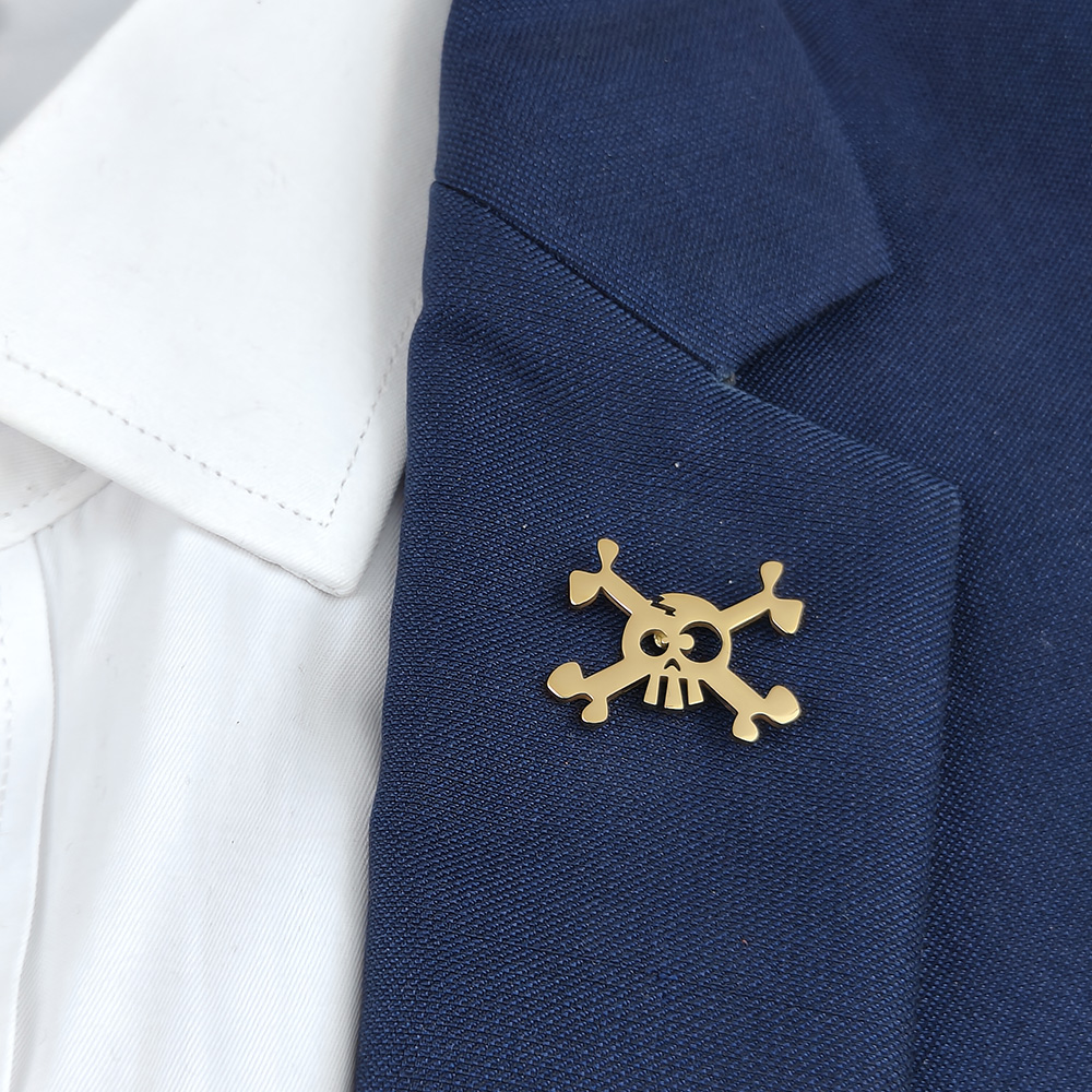 Broches de símbolo de calavera clásica para hombres, Pin de insignia de señal de peligro de acero inoxidable Punk, broche de Hip Hop, accesorios de de Rock