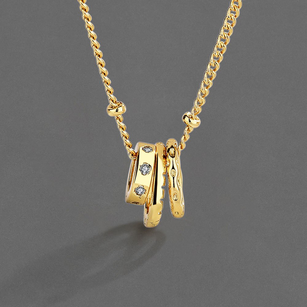 Collana color argento per donna Zircle 3 cerchi Catena Chocker Chirstamas Regalo Fine Jewery