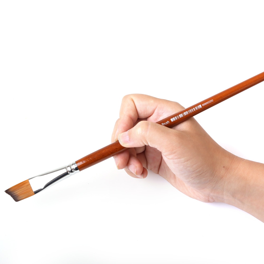 Dainayw-pinceles angulares para pintar, pincel de pintura con mango largo, forma oblicua, pintura de acuarela, pelo acrílico de nailon, 13 Uds.