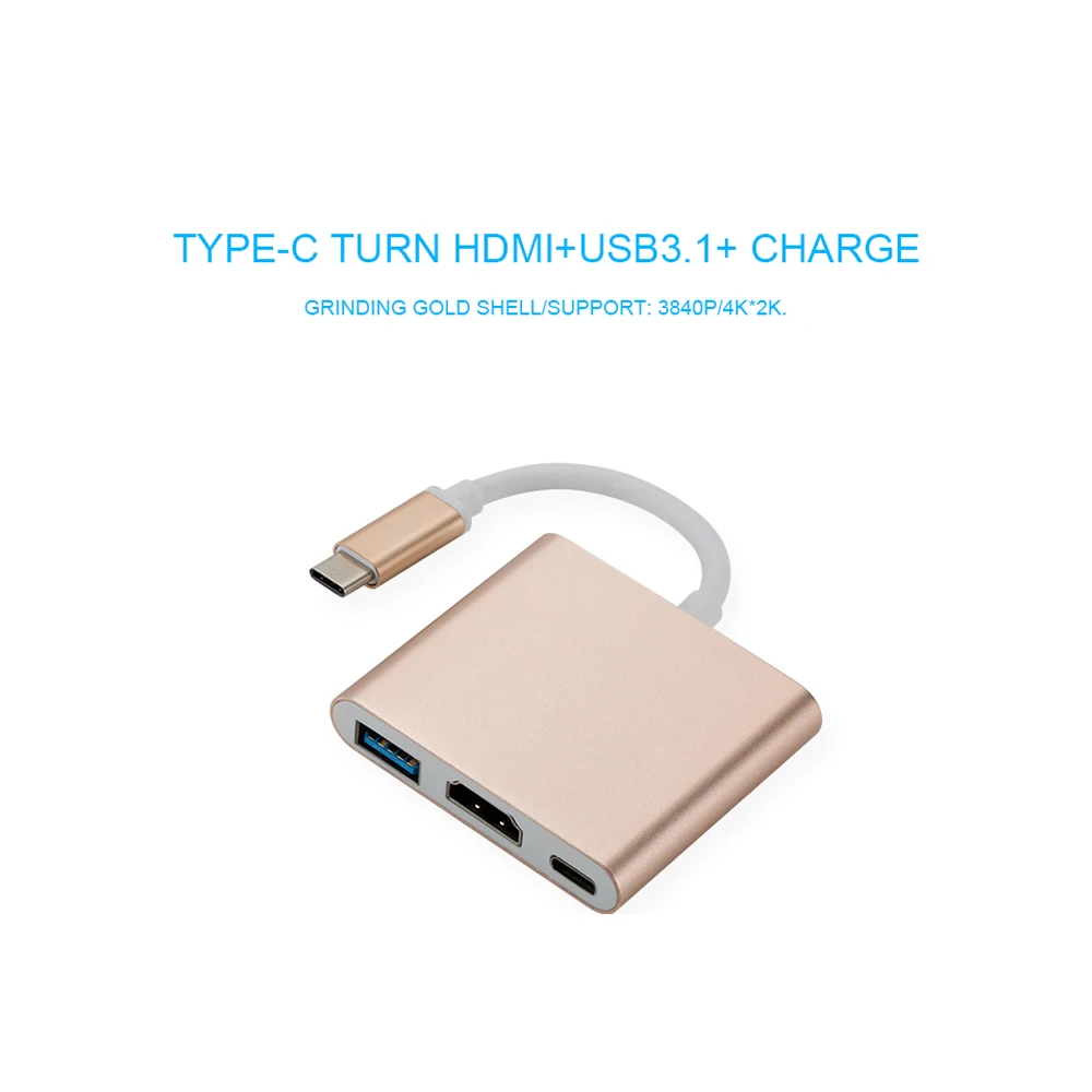 Konwerter Usb c na Hd adapter typu c na HDMI/USB 3.0/typ C adapter rodzaj-c aluminium dla MacBook zawodowiec/powietrze/Huawei kumpel