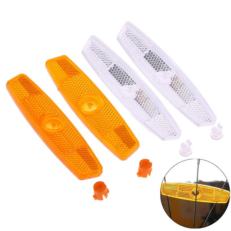 2Pcs Fiets Spaken Reflecterende Strips Fiets Reflectoren Fiets Waarschuwingslampjes Spoke Lights Levert Geel/Wit