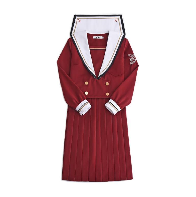Traje de viento universitario de Japón, uniformes JK rojos del primer corazón de amor, falda, traje de marinero Kansai, uniforme escolar para estudiantes de manga larga, jkx118