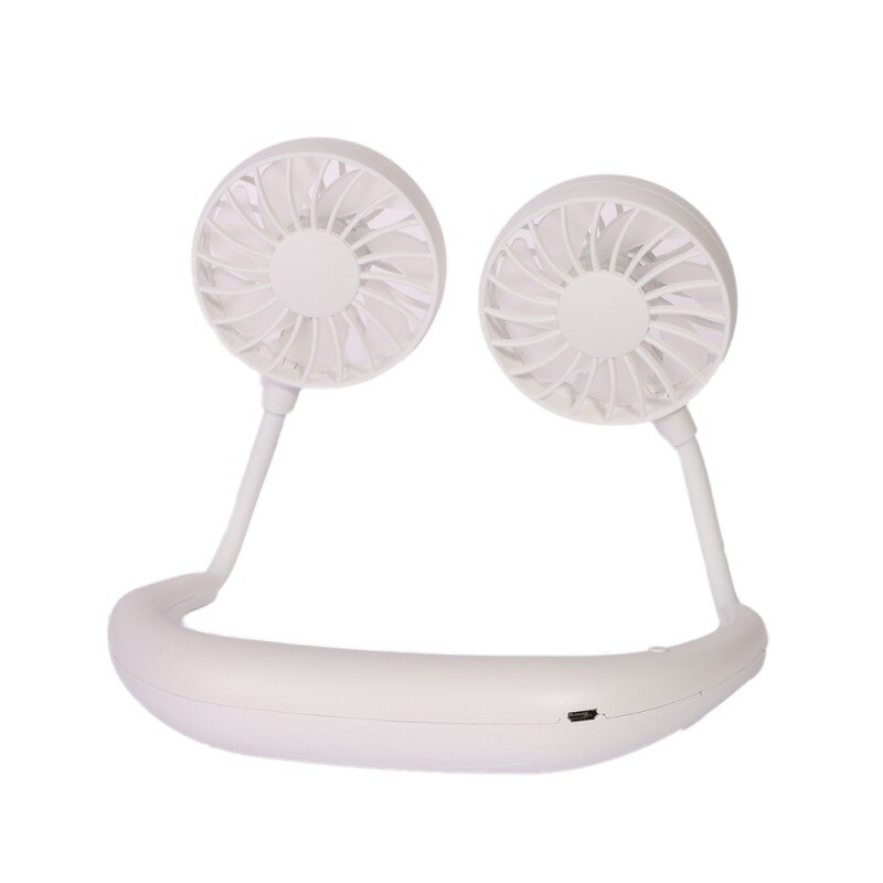 Usb oplaadbare draagbare handsfree nekbandventilator persoonlijk, mini dubbele nekventilatoren 3 snelheden: Wit