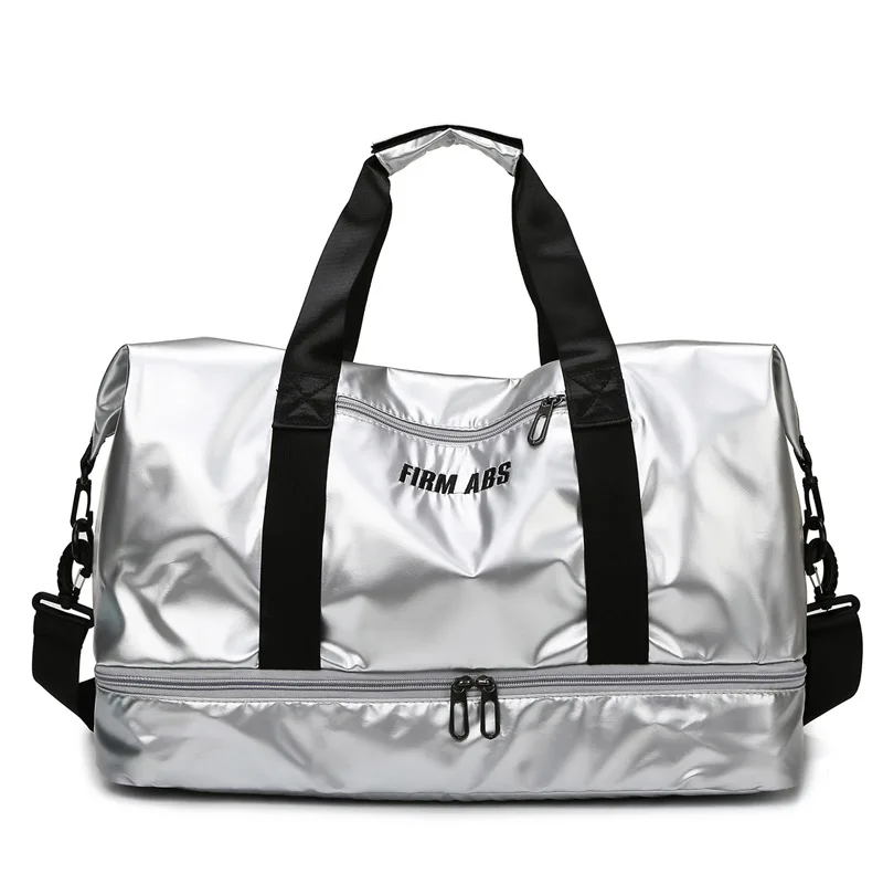 Travel Luggage Bag Gym Fitness Bags Waterproof Nylon Sports Handbags Women Yoga Swimming Tas Dry Wet Gymtas Sac De Sport: Light Grey