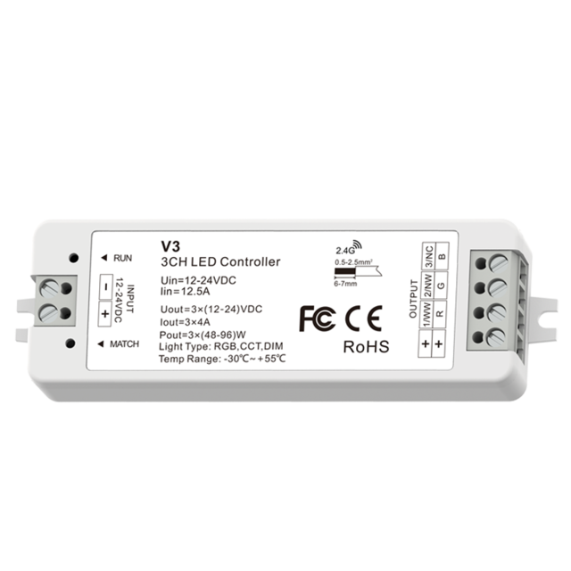 5050 Rgb Led Light Strip Controller Rf Touch Remote 3CH 2.4Ghz Controller 3528 2835 Rgb Led Strip Tape DC12V 24V 36V Max 648W: 12V 144W 24V 288W