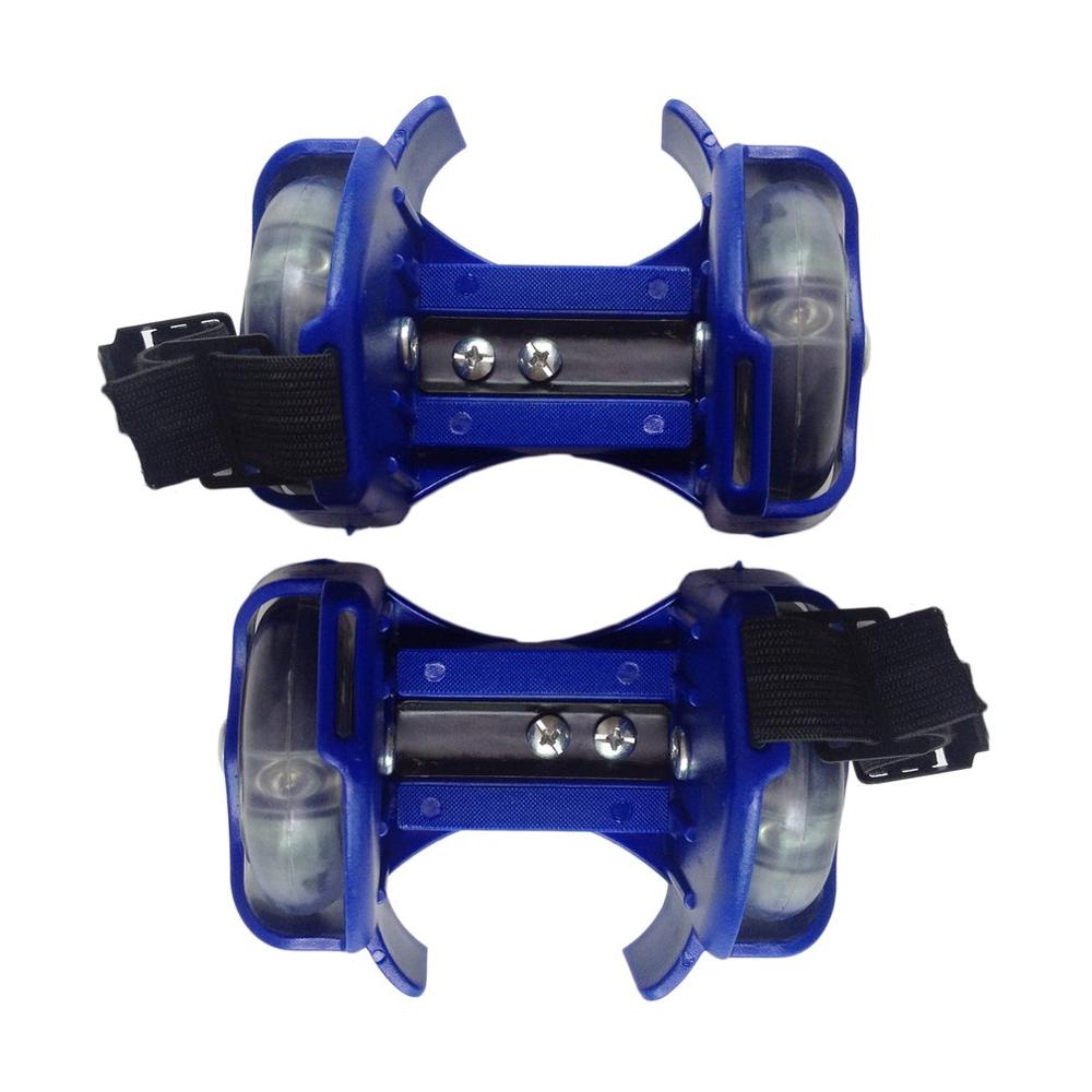 3-Colors Light Flashing Roller Small Whirlwind Pulley Adjustable Simply Roller Skating Shoes with Dual Wheels light: blue