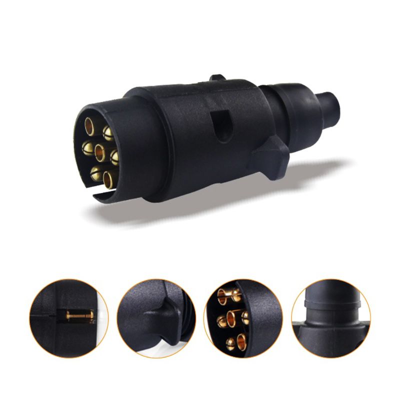 Conector de clavija de plástico para coche, 12V, 7 vías, redondo, estándar europeo, 7 enchufe con pines, enchufes para remolques RVs E7CA