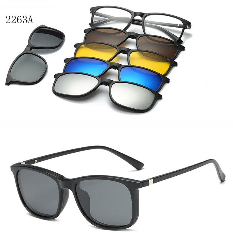 6 In 1 personalizzato uomo donna occhiali da sole magnetici ottici polarizzati Clip magnete Clip su occhiali da sole Polaroid Clip su montatura per occhiali da sole: 2263A