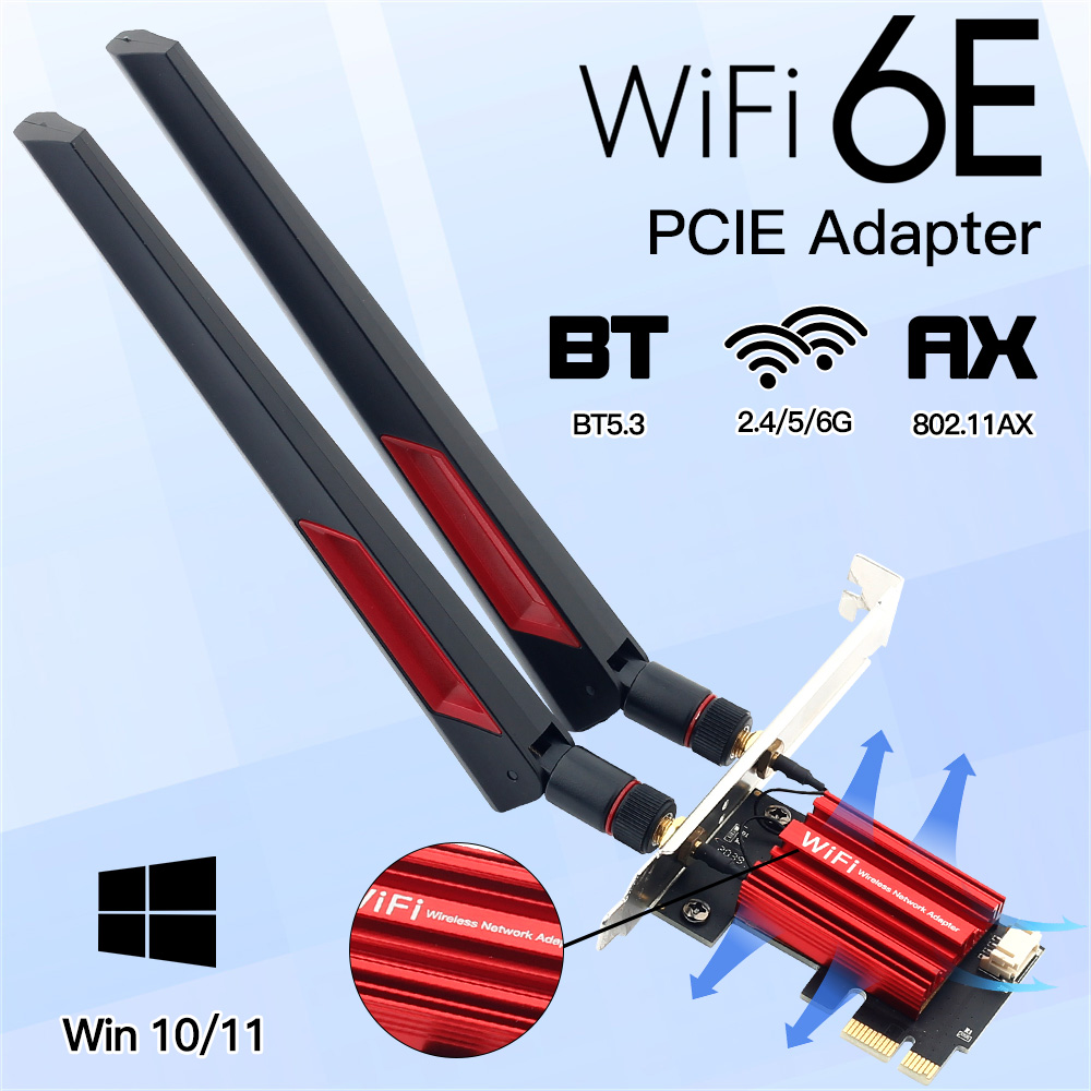 Wifi 6E AX210 PCI Express Wireless Adapter Bluetooth 5.3 5400Mbps Dual Band 802.11AX/AC Ethernet Network Card For Win 10/11: Default Title