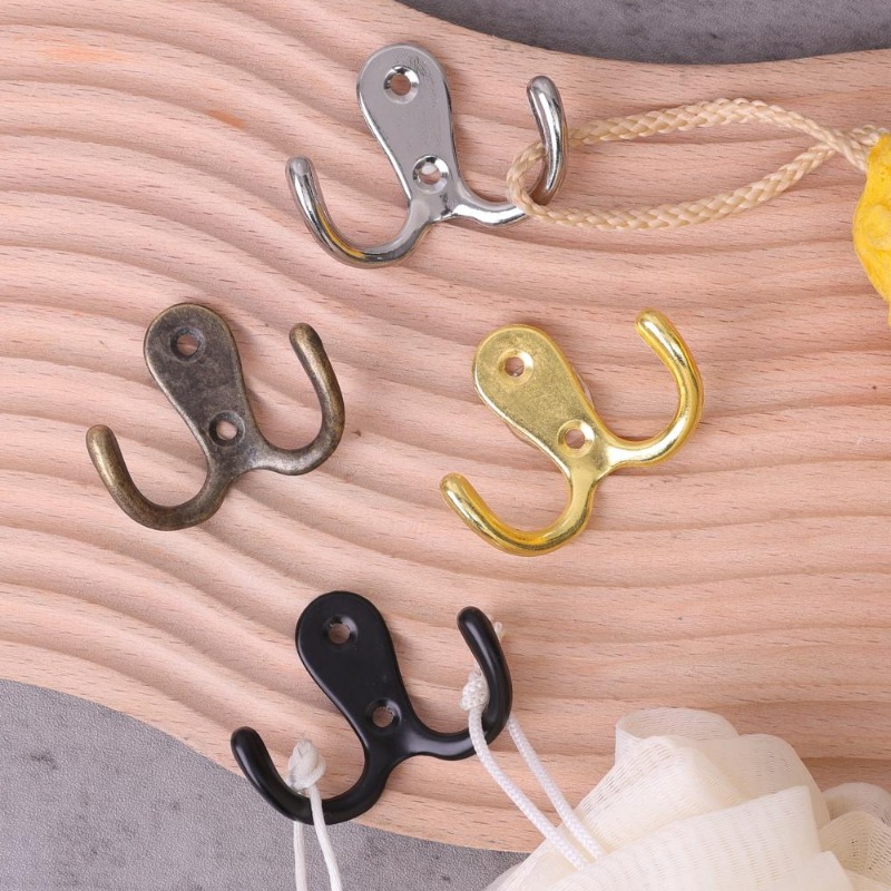 10/2pcs Coat Hooks Wall-Mounted 2 Hole Towel Hanger For Coats Hat Clothing Home Storage Hook Wall Hook Towel Hanger for Hardware