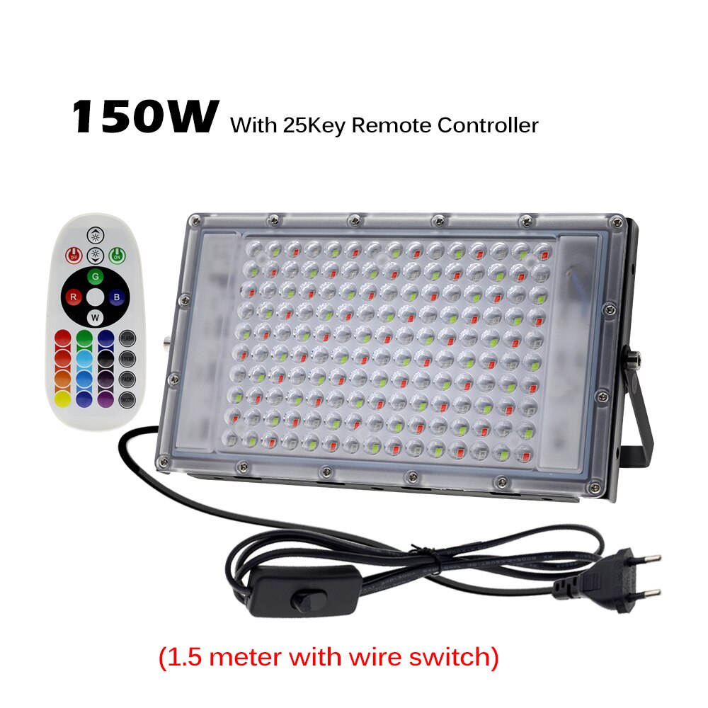 150w led valonheitin  ip65 vedenpitävä rgb valonheitin ulkokäyttöön led kohdevalo maisemavalaistus kaukosäätimellä eu pistoke: 150w eu pistoke