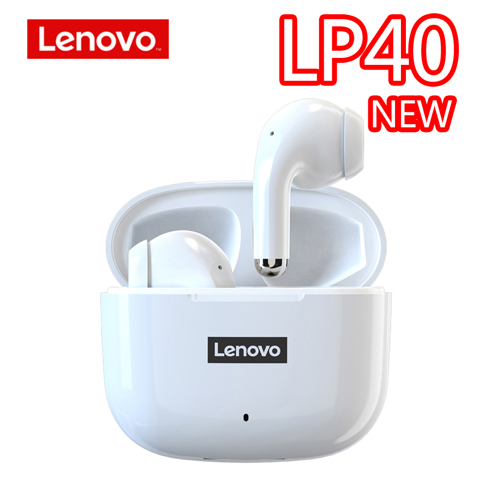Lenovo LP40 XT82 XT92 XT96 Bluetooth 5.1 słuchawki bezprzewodowe słuchawki HiFi Stereo Bass sterowanie dotykowe zestaw słuchawkowy do gier z mikrofonem: NEW LP40 White