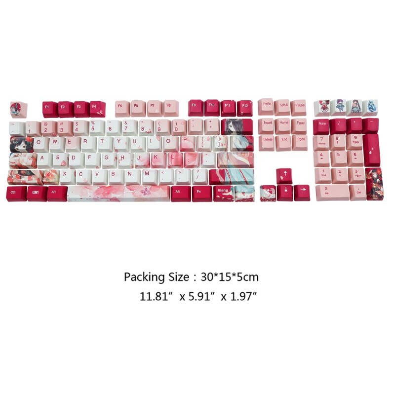 1set 108 Keys PBT Dye Sub Keycaps Full Set Mechanical Keyboard Keycaps PBT Cap