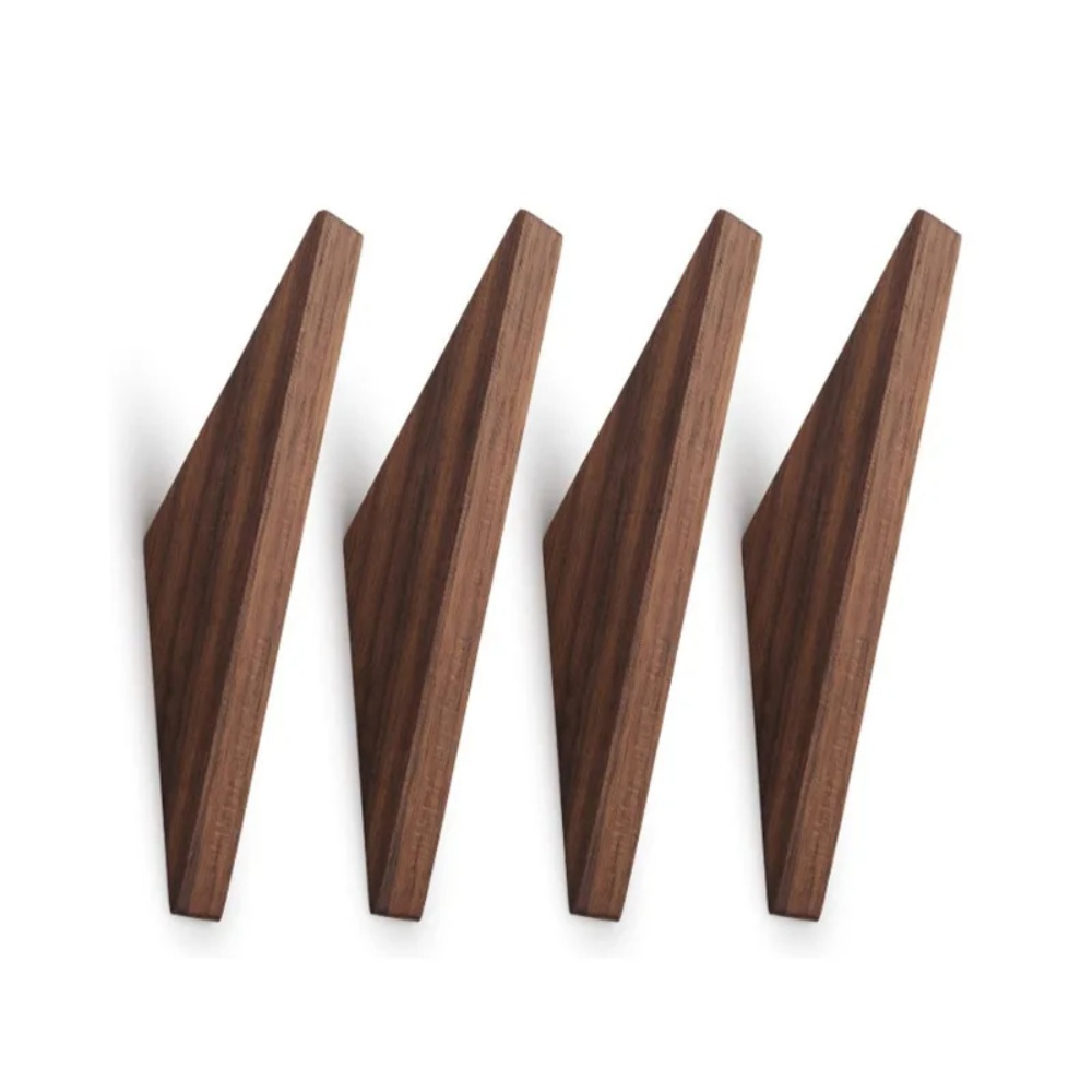Wooden Clothes Hanger Wall Mounted Coat Hook Natural Wood Decorative Key Holder Hat Scarf Handbag Storage Hanger Bathroom Rack