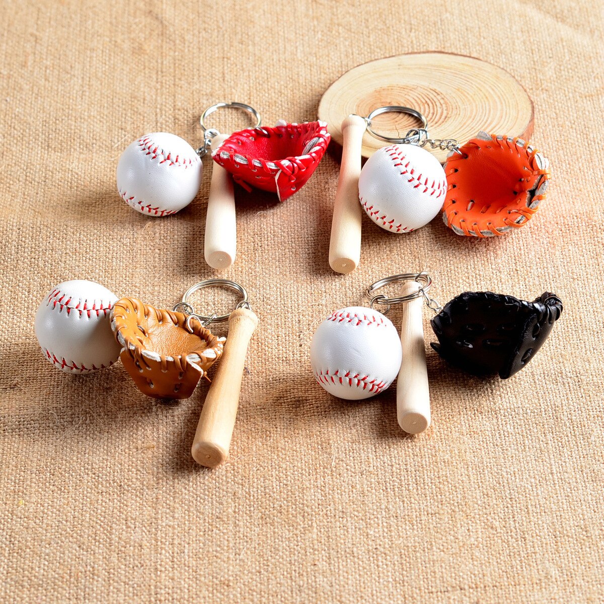 1 pc ZARSIA Mini béisbol hecho a mano recuerdo base Linda bola llavero clave cadena para deportes coche llavero para bicicleta de la novedad