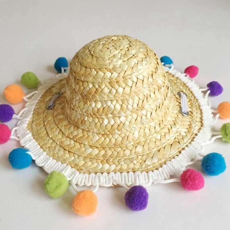 Słomkowy kapelusz czapka dla psa czapki dla kotów Hundehut meksykańnarty kapelusz szczeniak dostarcza stylu hawajskim akcesoria dla zwierząt moda koty czapki: B / L