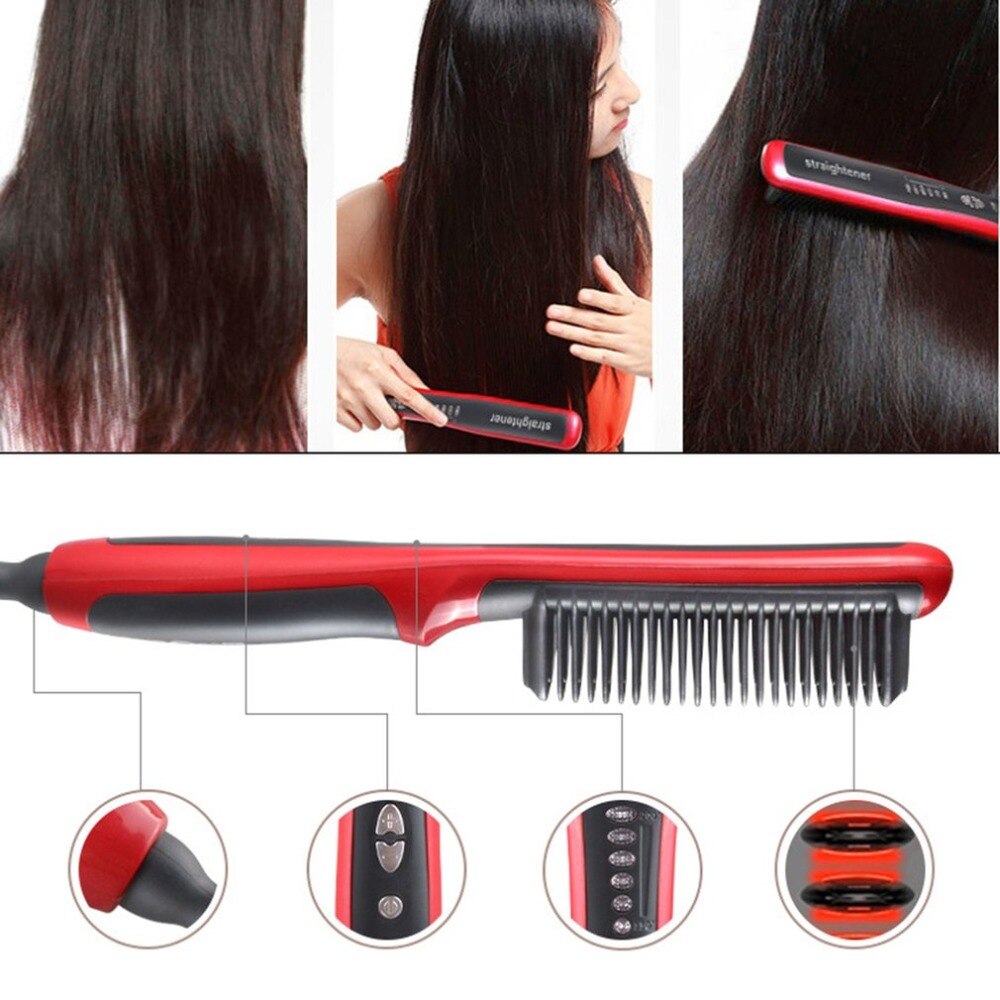 Cepillo de pelo multifuncional para alisar Barba, alisador de barba eléctrico, alisador peine, herramientas de Peinador rápido