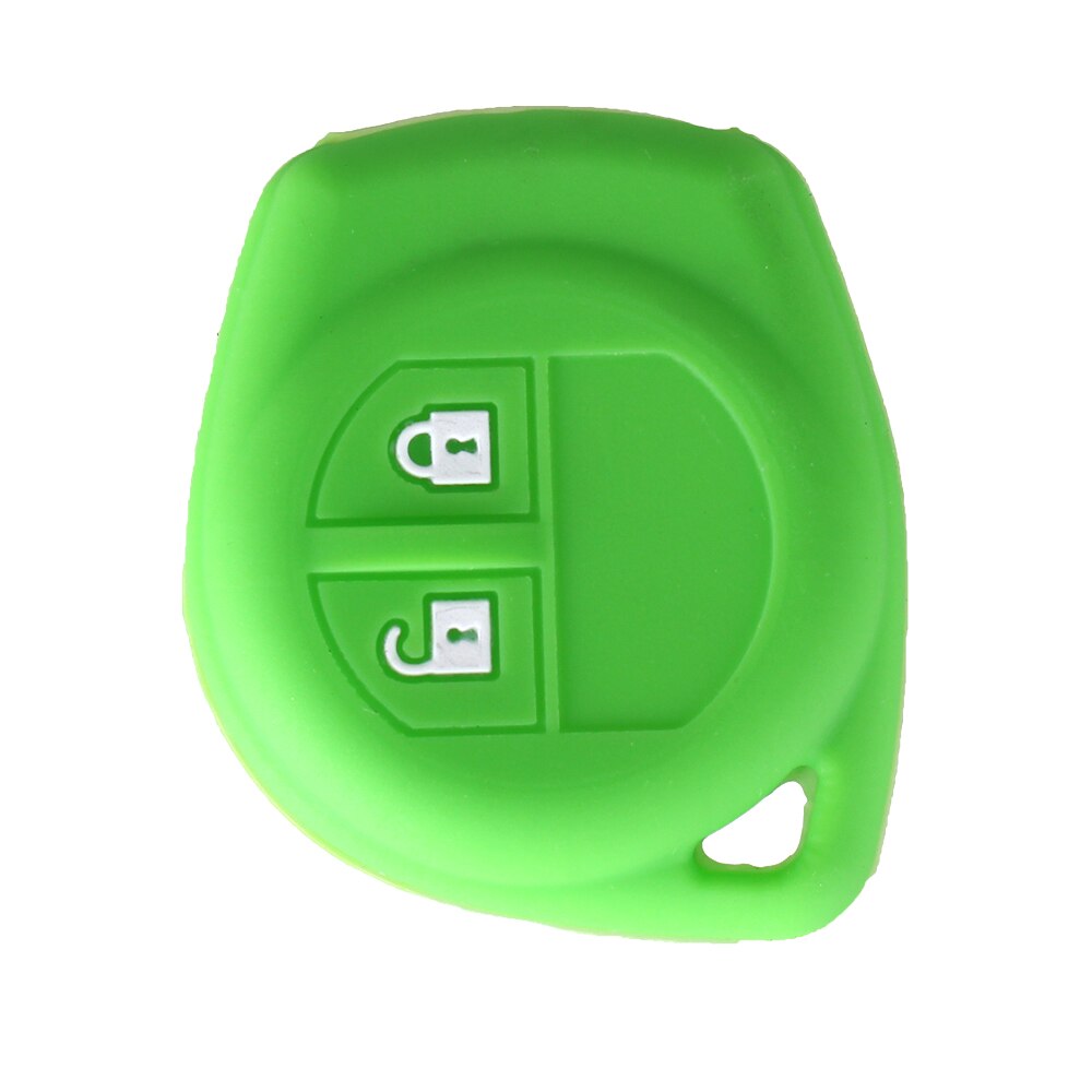 Keyyou 2 knapper silikone gummi nøgle bil nøgle sag til suzuki  sx4 hurtig liana vitara jimny alto ignis esteem fjernbetjening: Grøn