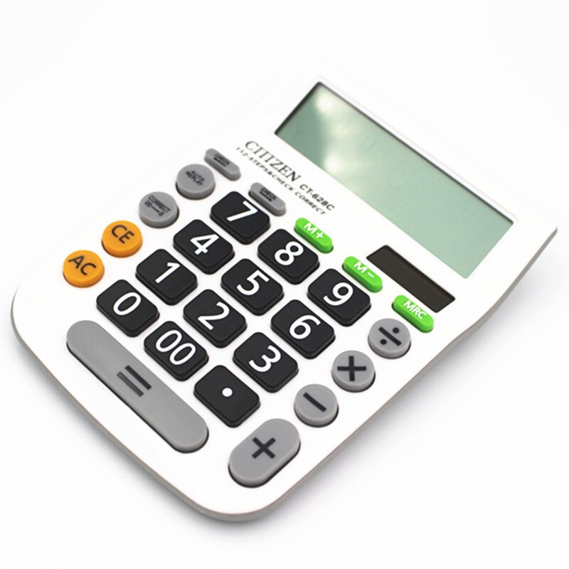 12 Digit Desk Calculator Large Buttons Financial Business Accounting Tool white big buttons CT-628C