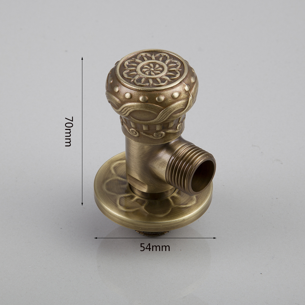 JIENI Solid Brass Antique Brass Bathroom Control Valve Angle Stop Valve 1/2 Male Thread Water Outlet Faucet Accessories: 03