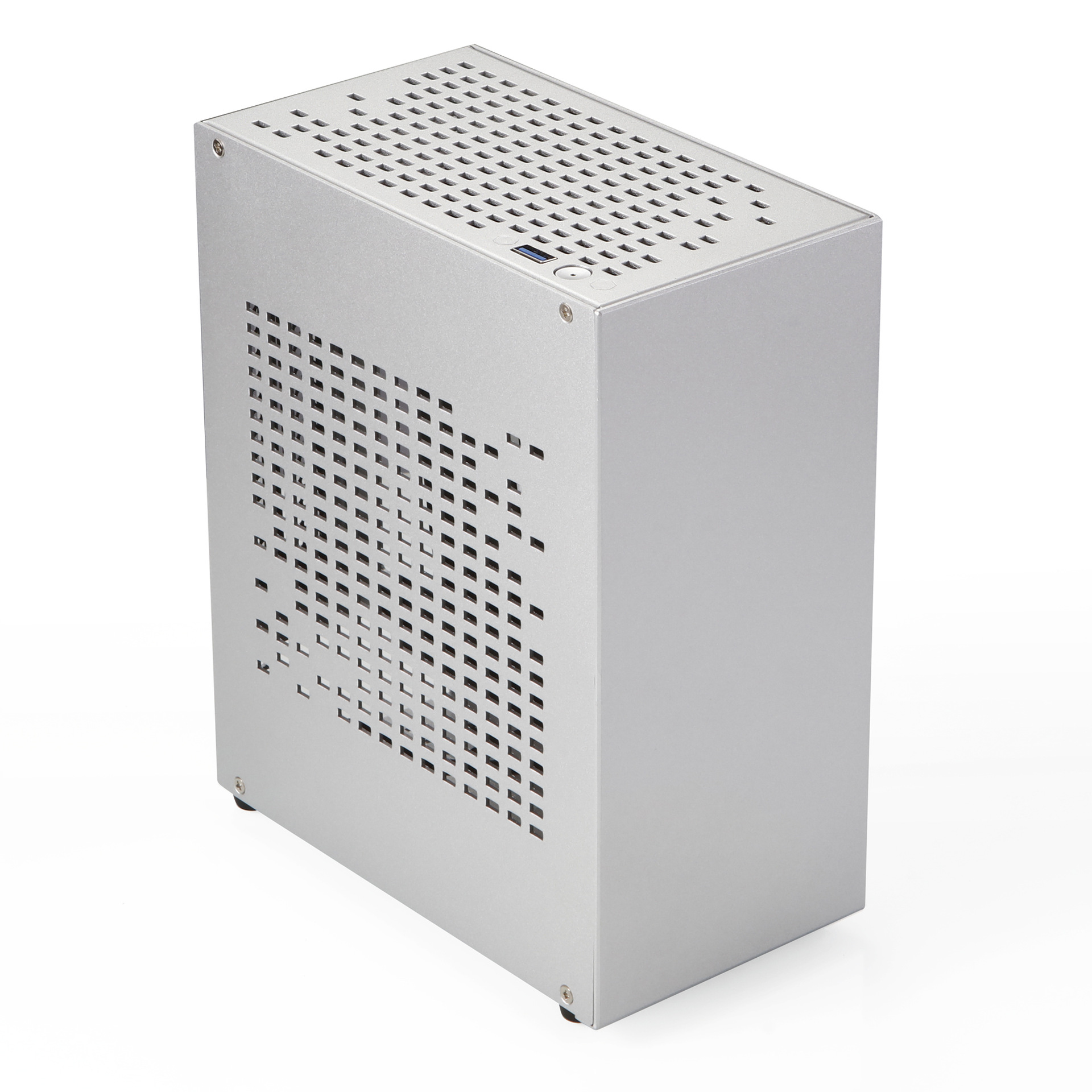 Mini-itx-Schreibtisch-gehäbenutzen aus Aluminium, Mini-itx-Schreibtisch-Rucksack, computergehäbenutzen kompatibel mit Mini-grafikkarten: Silber