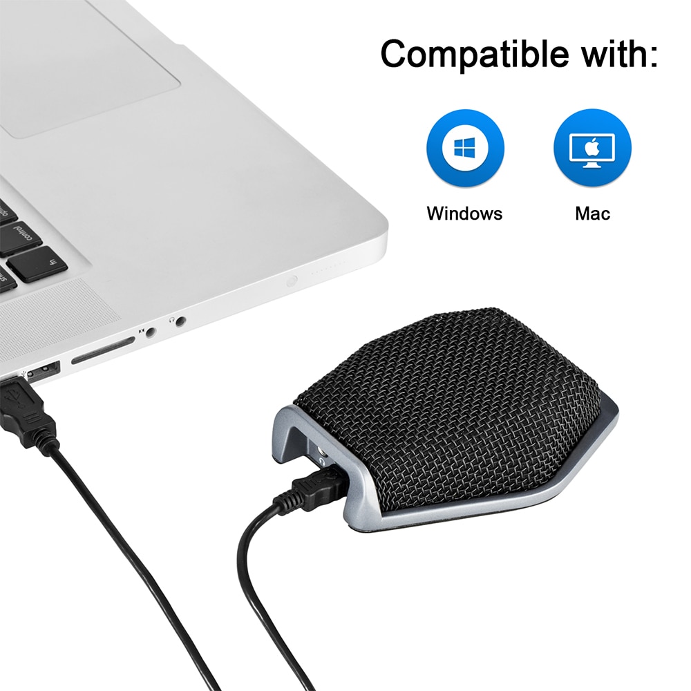 BOYA-Micrófono de conferencia condensador omnidireccional USB 180 ° para escritorio, Compatible con PC/iOS, ordenador portátil, Skype, llamada VoIP