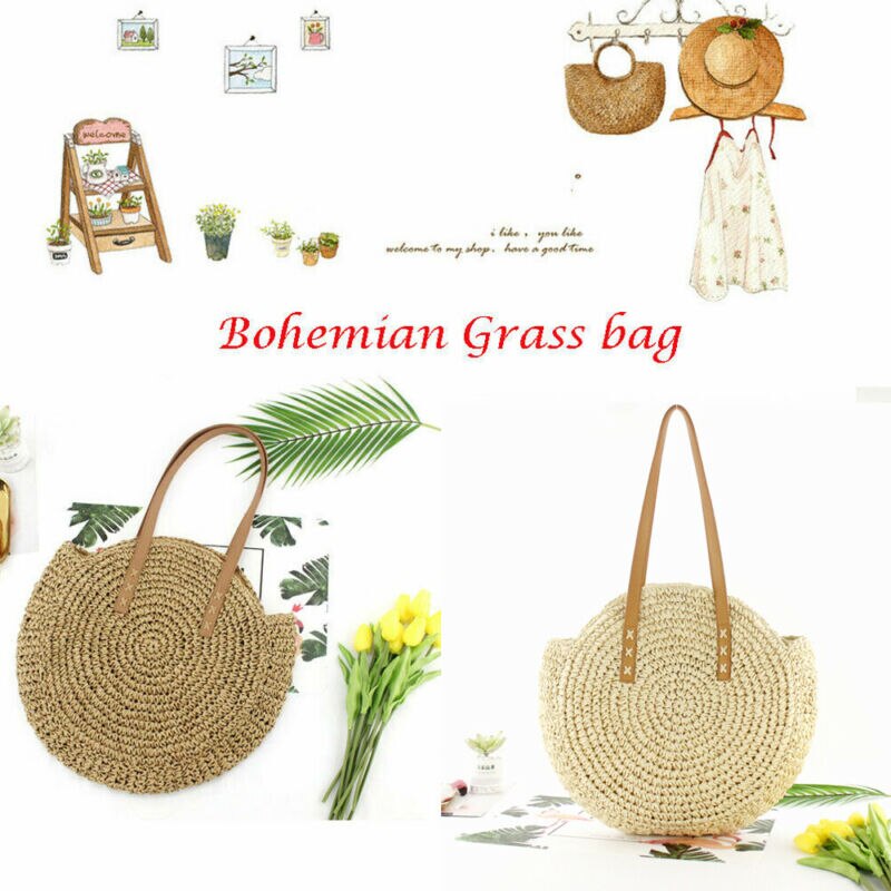 Stro Tassen Zomer Strand Rotan Schoudertassen Rieten Weave Handtas Crossbody Tassen