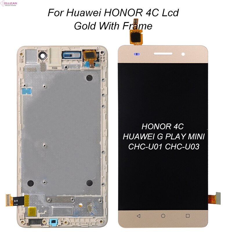 Tela LCD HH For Honor 4C para Huawei G Play Mini Lcd com conjunto de digitalizador de tela de toque CHM U01 U01 U03 Tela + ferramentas: Gold With Frame