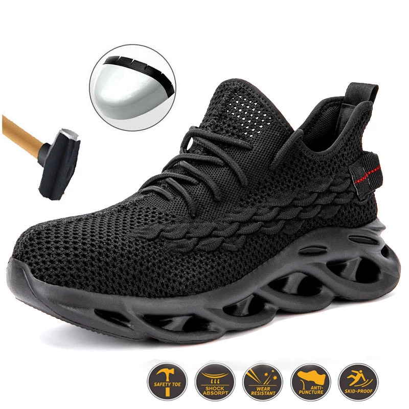 Mannen Stalen Neuzen Veiligheid Werkschoenen Voor , Lichtgewicht, Ademend, Smash-Proof, prikbestendige En Antislip Veiligheid Sh