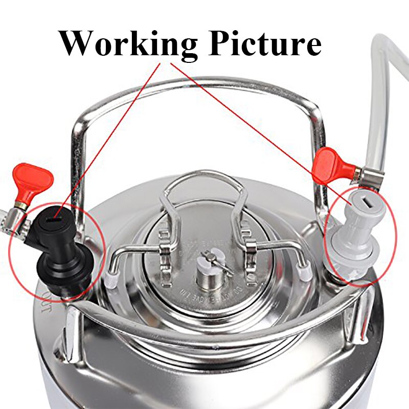 Ball Lock Disconnect Gas &amp; Liquid MFL 1/4'' Threaded with 5/16'' Stainless Steel Barbed &amp; Hose Clamp for Corny Keg Fittings,