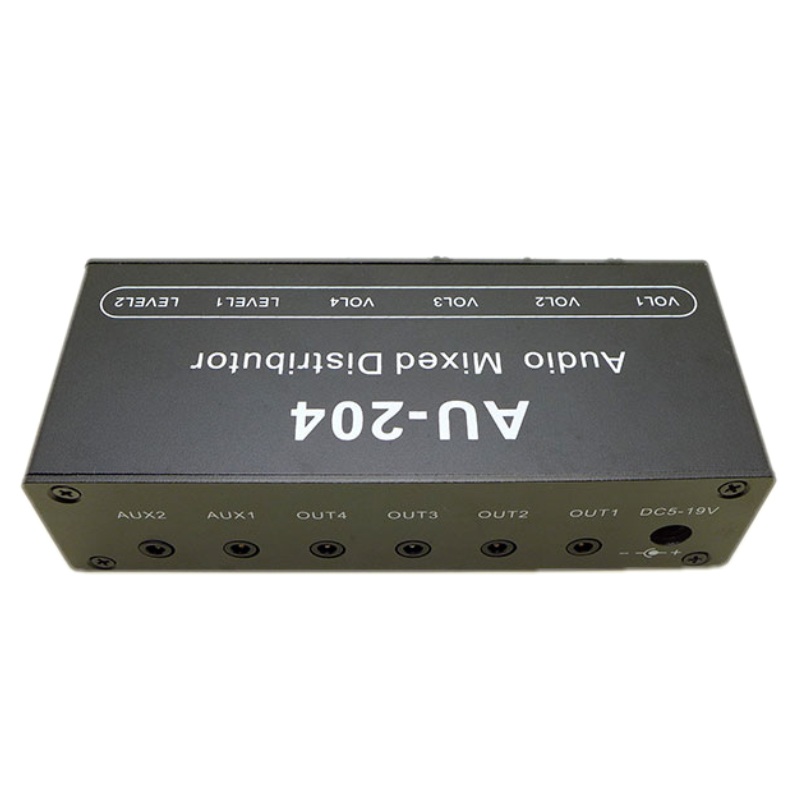 2 Input 4 output Stereo Audio Mixer Distributor Signal Selector switcher 3.5MM Individually Controls Headphones Amplifier AU-204