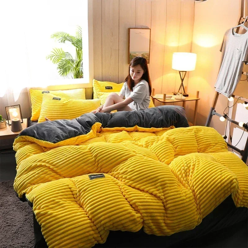 Fluwelen dekbedovertrek voor bed 150/180/200/220 Winterwarmte Dikke beddengoedset Dekbedovertrek Twin Queen King Dekbedovertrekadroizia한 이 커 Campo