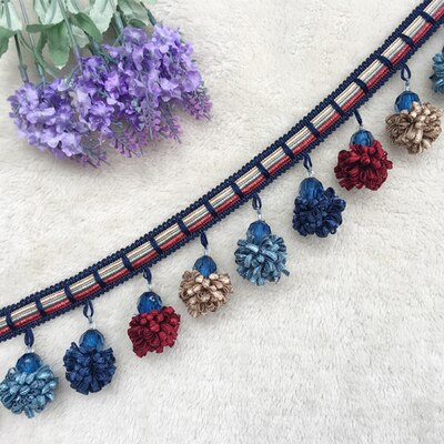 1M Pom Pom Trim Ball Fringe Lint Gordijn Kant Stof Pompom Ballen Kwastje Franjes Trim Kralen Diy Kant Ambachten naaien Accessoires: G