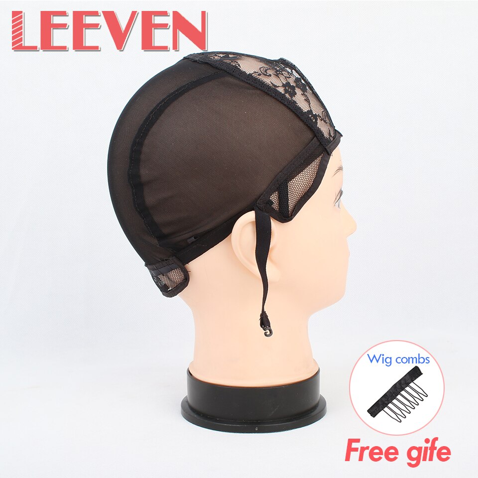 Leeven 1 pièces U séparation perruque casquette pour faire des perruques avec sangle réglable sur le dos tissage casquette taille Ventilation filet de cheveux noir