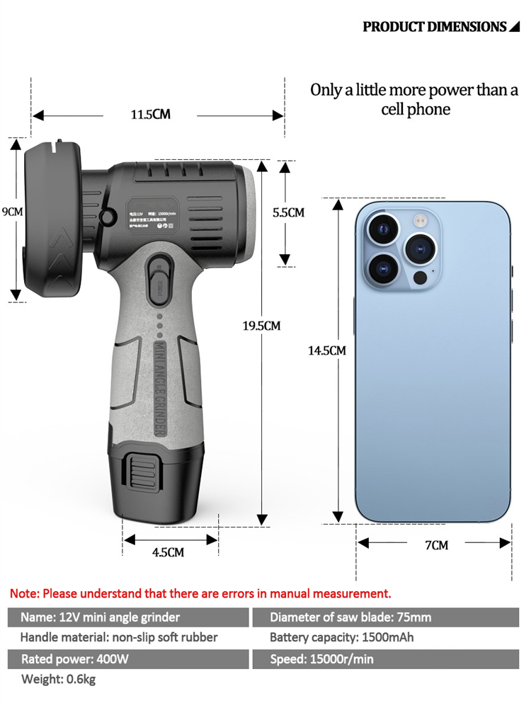 Minivinkelslip mini uppladdningsbar skärmaskin för hushåll polermaskin elektrisk handslip polering